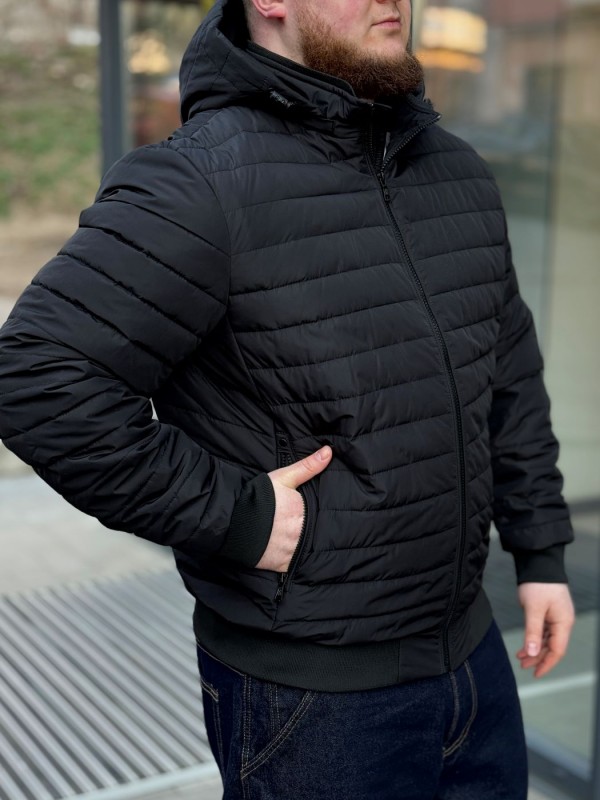 Демісезонна прошита куртка на резинці знизу casual bomber  -  Зображення 1
