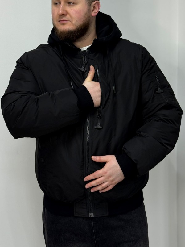 Чоловічий двошаровий зимовий бомбер з імітацією худі dual-layer   -  Зображення 3