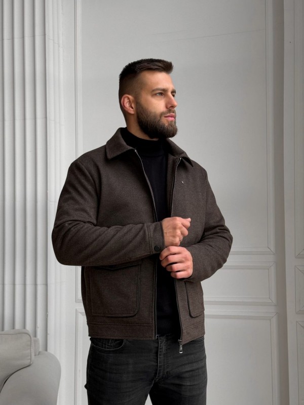Чоловічий класичний вовняний бомбер з утепленням wool jacket