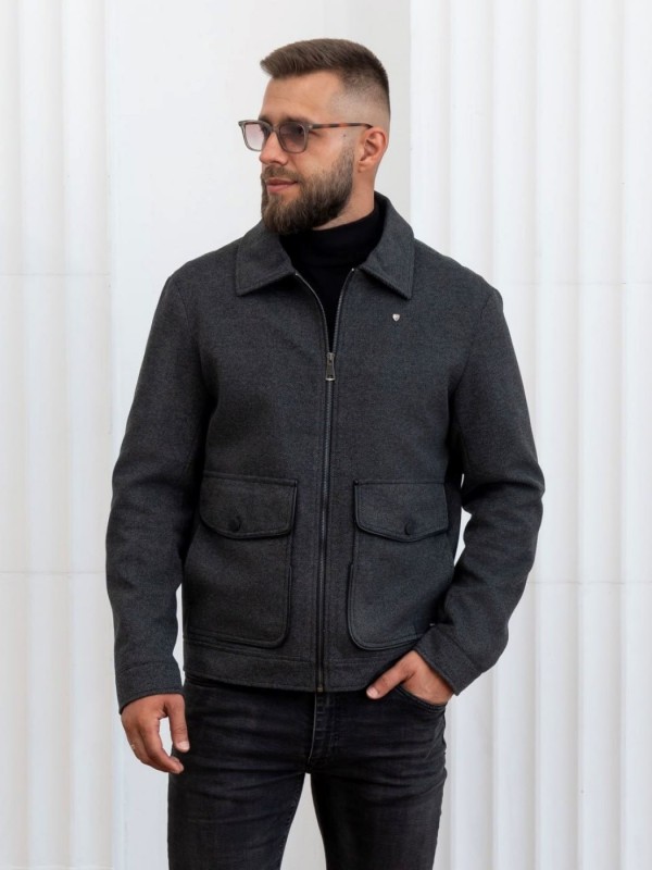 Чоловічий класичний вовняний бомбер з утепленням wool jacket  -  Зображення 10