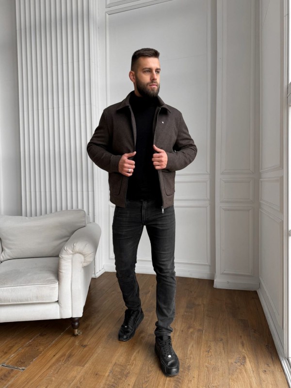 Чоловічий класичний вовняний бомбер з утепленням wool jacket  -  Зображення 1
