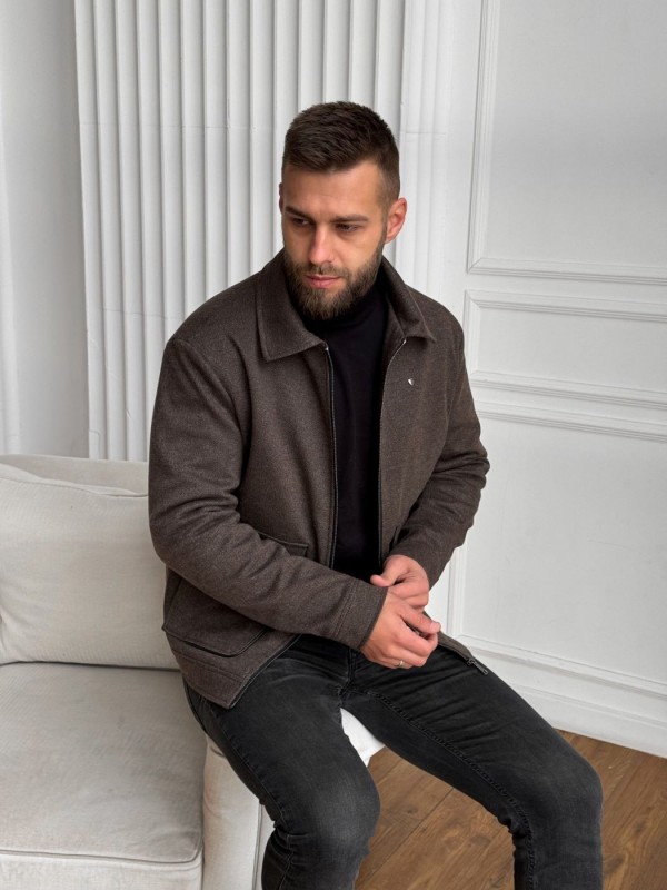 Чоловічий класичний вовняний бомбер з утепленням wool jacket  -  Зображення 4