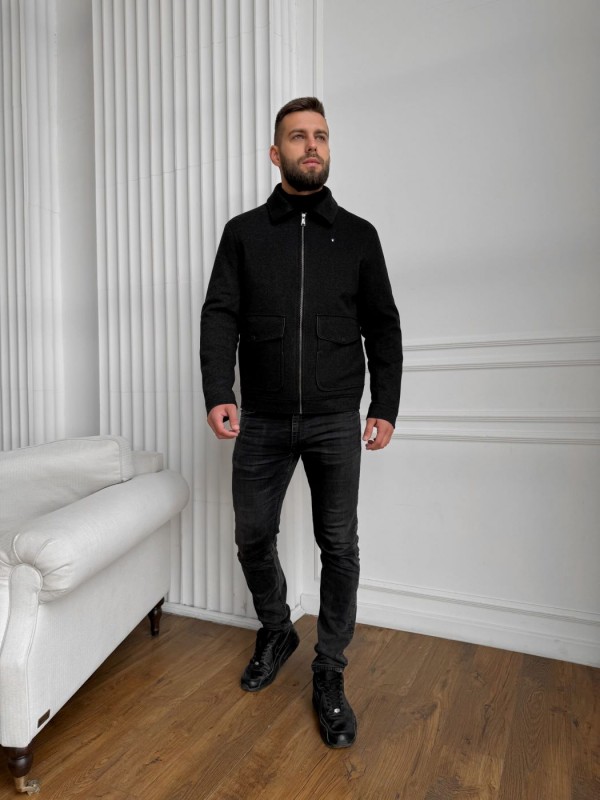 Чоловічий класичний вовняний бомбер з утепленням wool jacket  -  Зображення 7