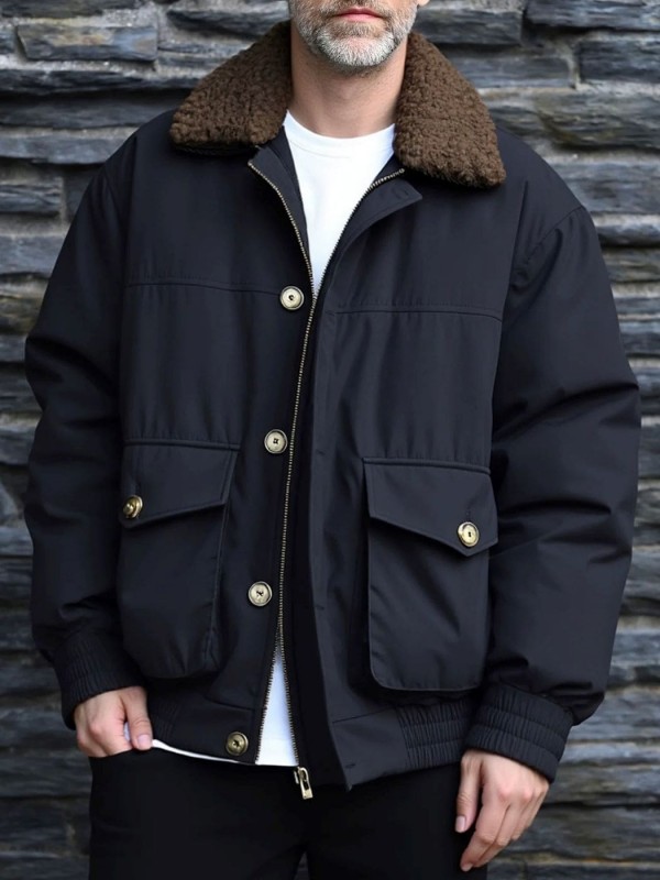 Утепленный мужской бомбер с натуральным пухом и шерстяным воротником down jackets  
