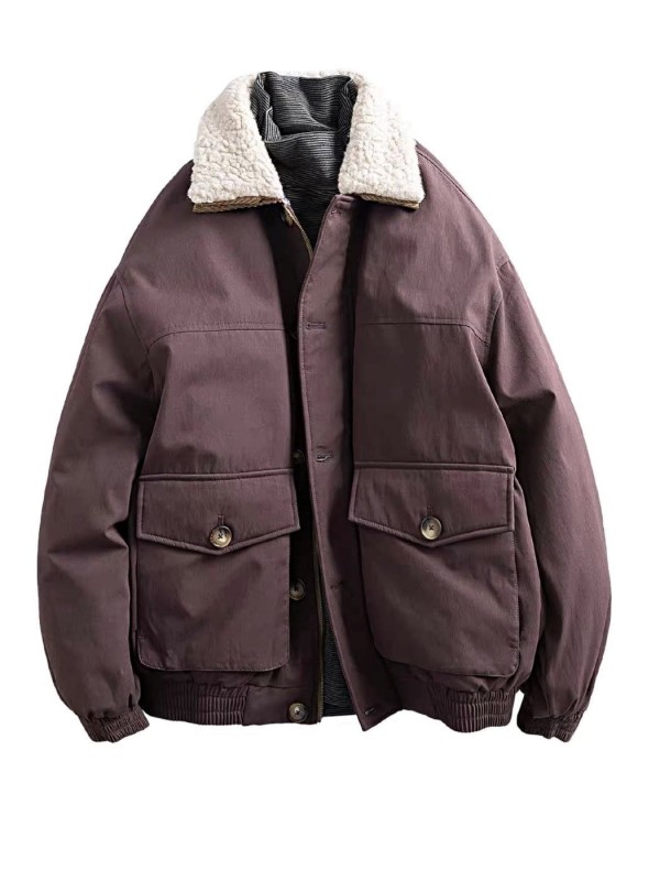 Утепленный мужской бомбер с натуральным пухом и шерстяным воротником down jackets    - Изображение 14
