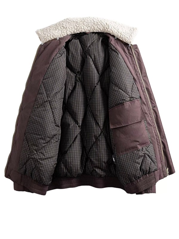 Утепленный мужской бомбер с натуральным пухом и шерстяным воротником down jackets    - Изображение 16