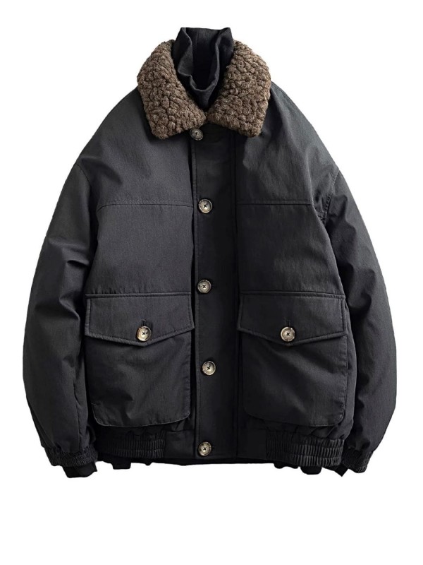 Утепленный мужской бомбер с натуральным пухом и шерстяным воротником down jackets    - Изображение 7