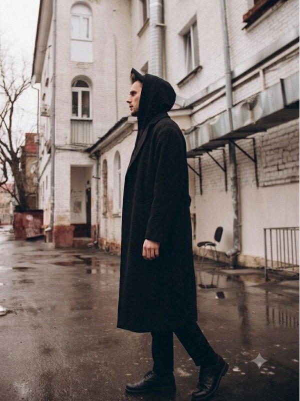 Пальто довге оверсайз з розрізами  -  Зображення 3