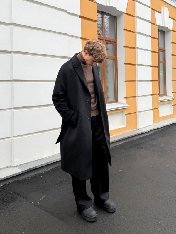 Мужское оверсайз пальто с поясом из шерсти с кашемиром и утеплением premium wool  - Изображение 10