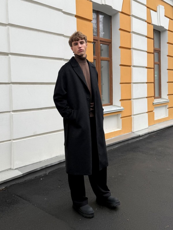 Мужское оверсайз пальто с поясом из шерсти с кашемиром и утеплением premium wool  - Изображение 15