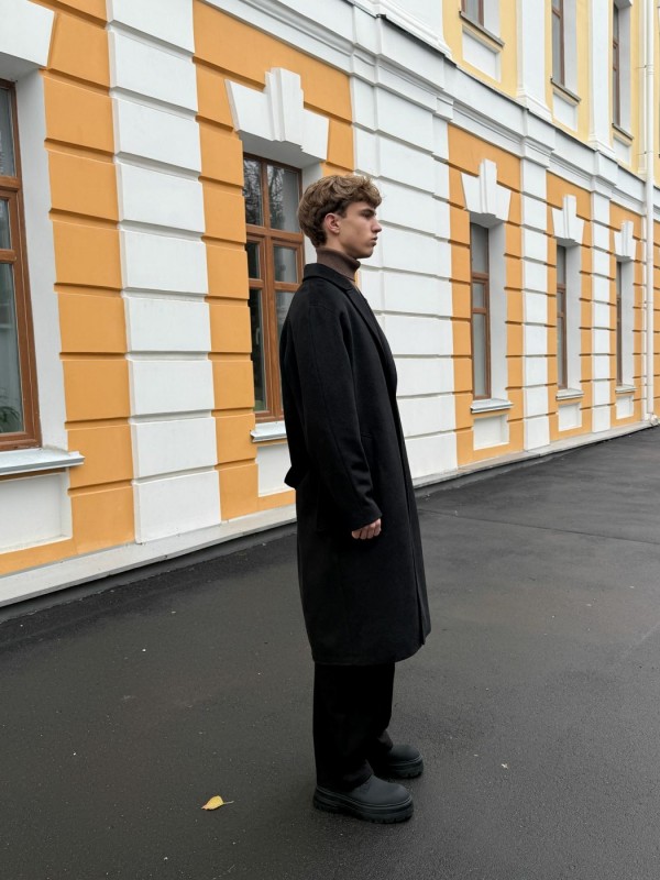 Мужское оверсайз пальто с поясом из шерсти с кашемиром и утеплением premium wool  - Изображение 16