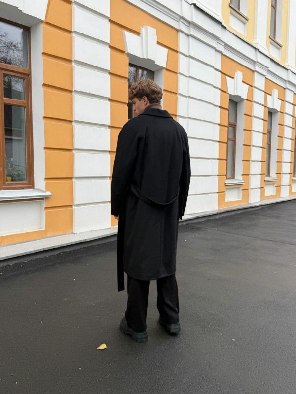 Мужское оверсайз пальто с поясом из шерсти с кашемиром и утеплением premium wool  - Изображение 17