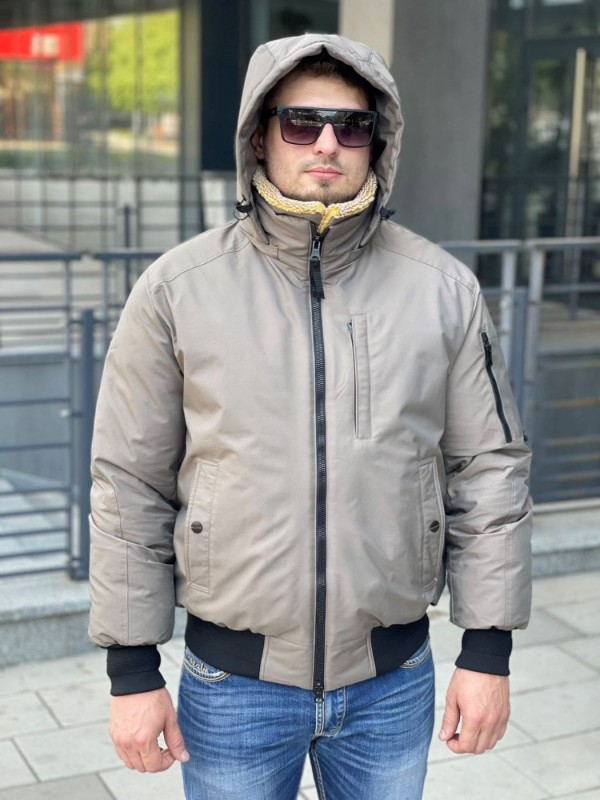 Чоловічий зимовий бомбер з м'яким хутряним коміром arctic edge  -  Зображення 10