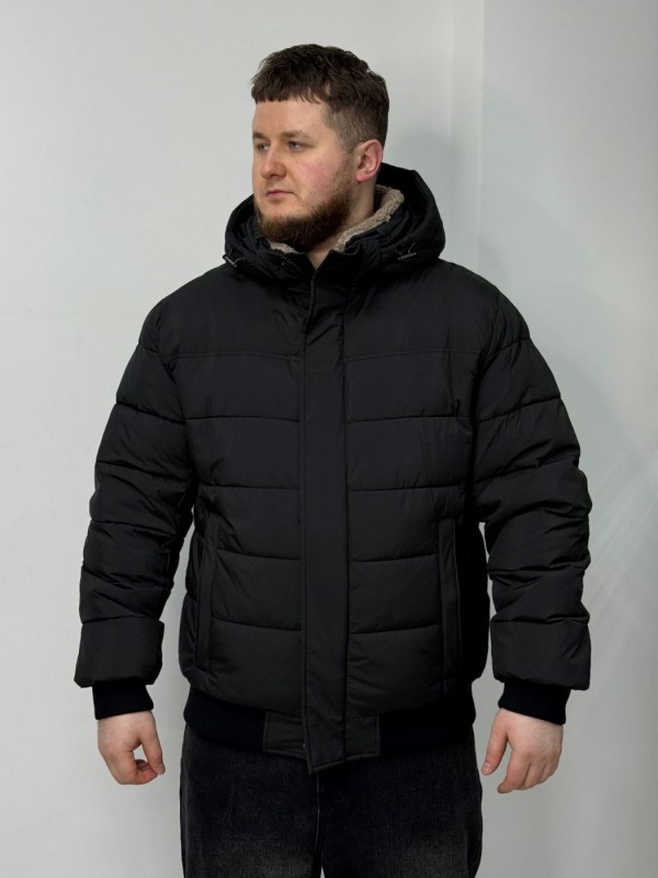 Теплая мужская куртка-бомбер с плотными манжетами sherpa-collar  - Изображение 1