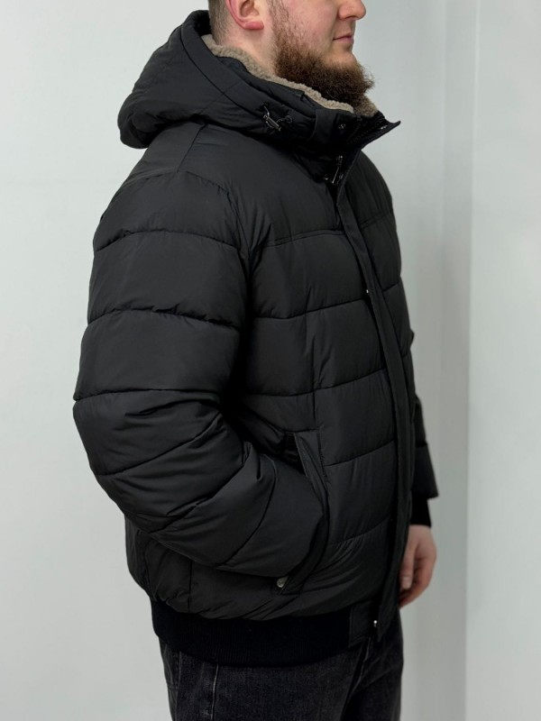 Теплая мужская куртка-бомбер с плотными манжетами sherpa-collar  - Изображение 2