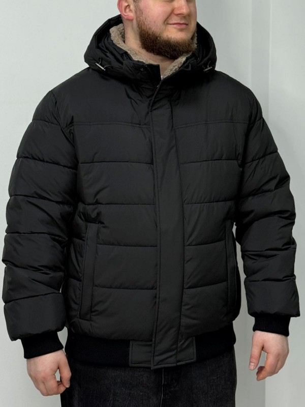 Теплая мужская куртка-бомбер с плотными манжетами sherpa-collar  - Изображение 3