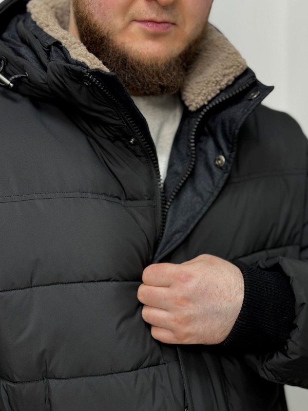 Теплая мужская куртка-бомбер с плотными манжетами sherpa-collar  - Изображение 4