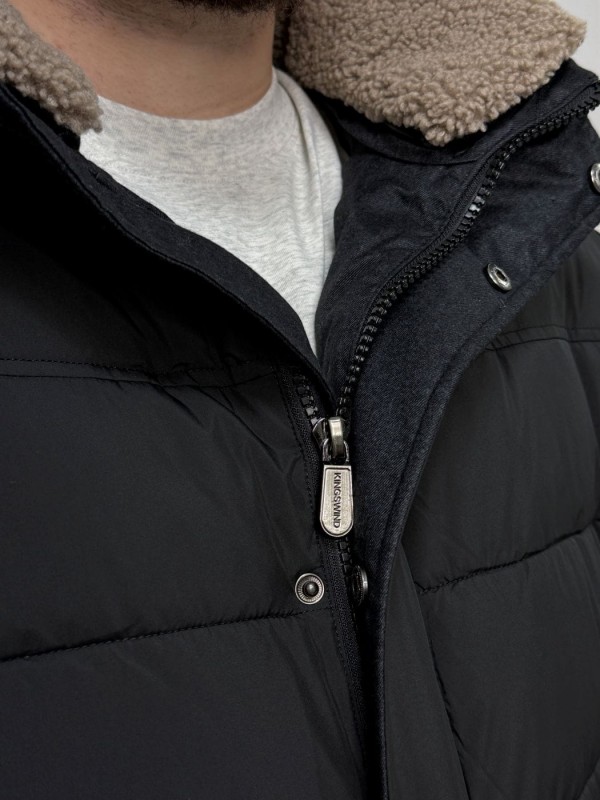 Теплая мужская куртка-бомбер с плотными манжетами sherpa-collar  - Изображение 7