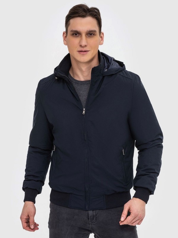 Мужской матовый демисезонный бомбер из мембранной ткани navy classic