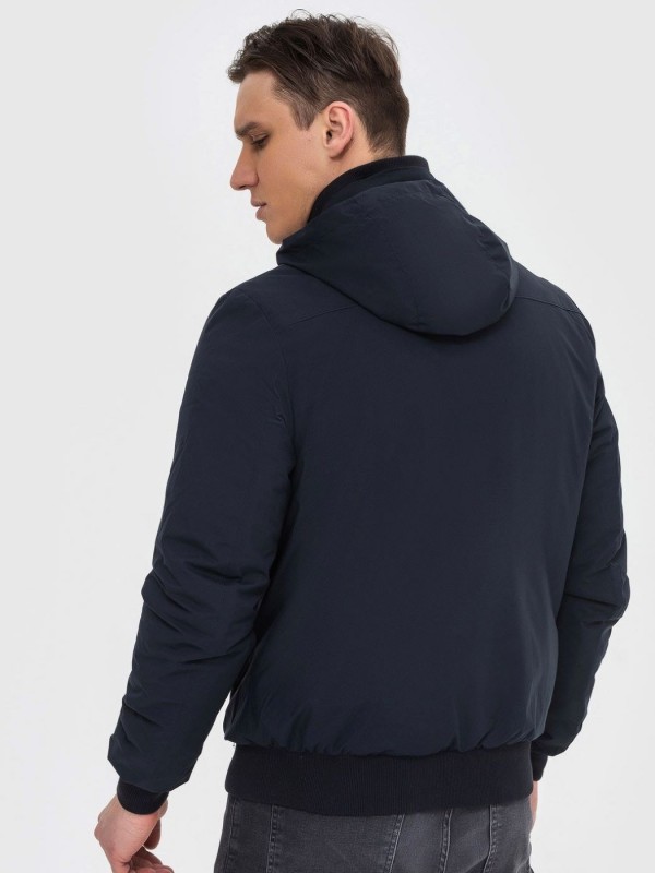 Мужской матовый демисезонный бомбер из мембранной ткани navy classic  - Изображение 2
