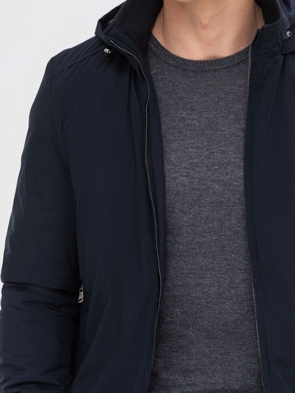 Мужской матовый демисезонный бомбер из мембранной ткани navy classic  - Изображение 3