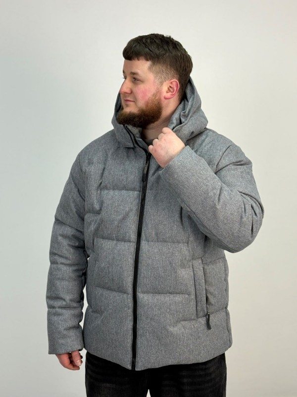 Теплый мужской пуховик из фактурного поликотона puffer down