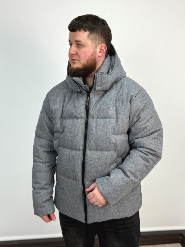 Теплый мужской пуховик из фактурного поликотона puffer down  - Изображение 1