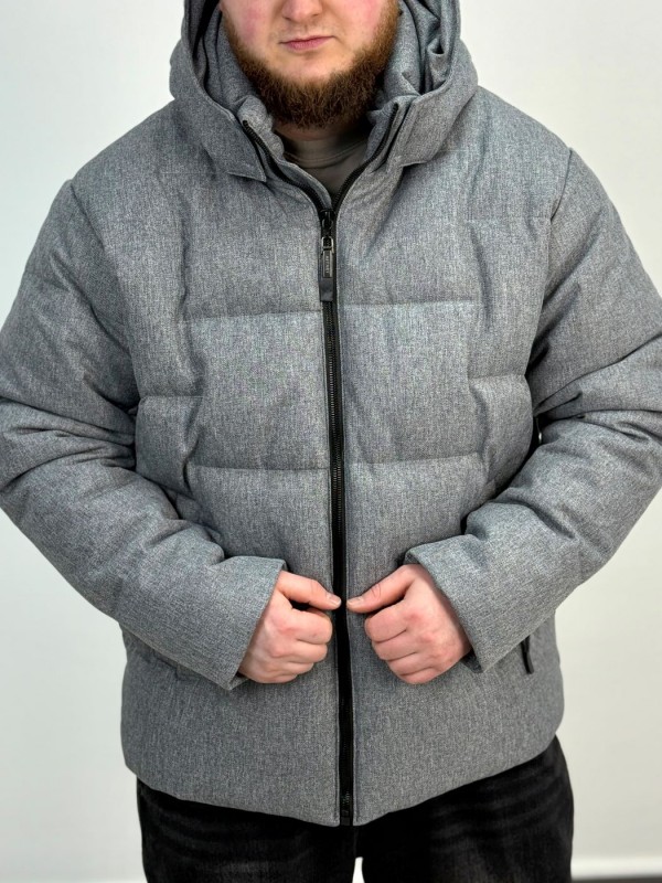 Теплый мужской пуховик из фактурного поликотона puffer down  - Изображение 2