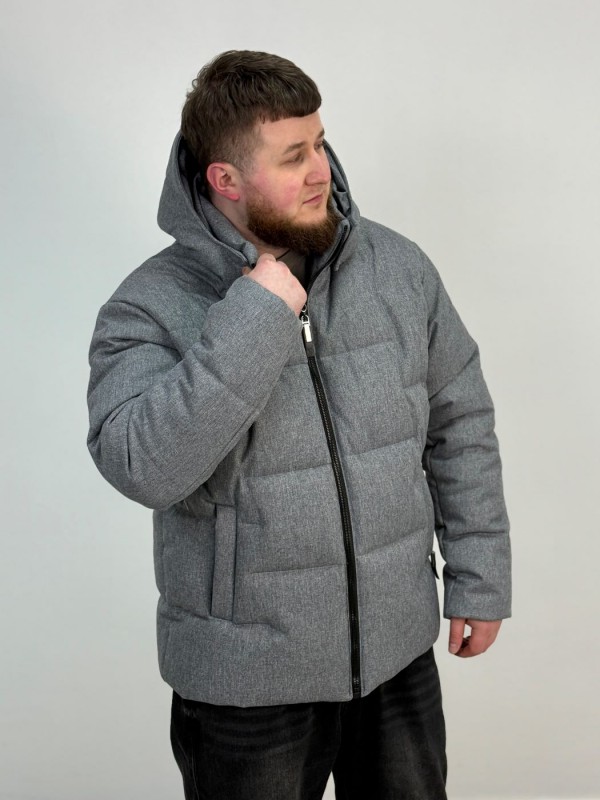 Теплый мужской пуховик из фактурного поликотона puffer down  - Изображение 3