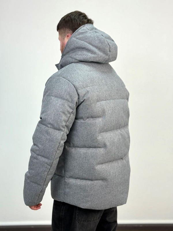 Теплый мужской пуховик из фактурного поликотона puffer down  - Изображение 4