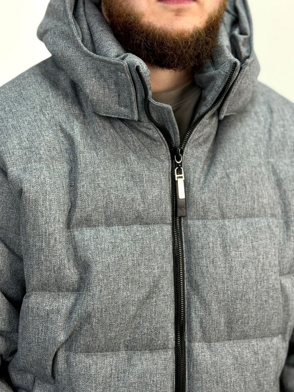 Теплый мужской пуховик из фактурного поликотона puffer down  - Изображение 5