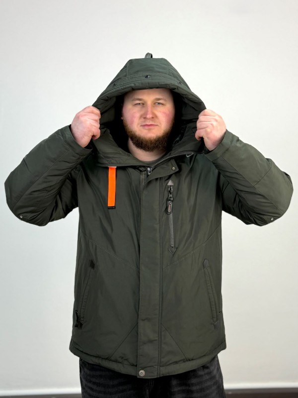 Мужская удлиненная куртка-парка с карабином и капюшоном hooded parka  - Изображение 9