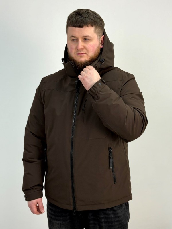 Зимняя мужская не прошитая куртка с высоким воротником waterproof shield