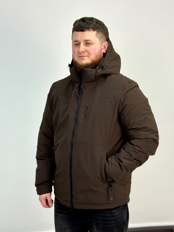 Зимняя мужская не прошитая куртка с высоким воротником waterproof shield  - Изображение 1