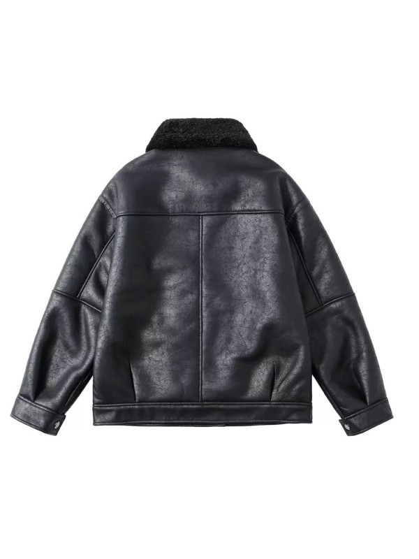 Мужская дубленка из эко-кожи с теплым воротником eco leather jacket  - Изображение 13