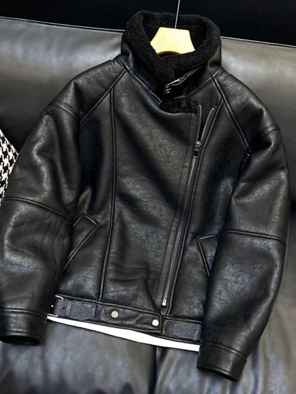 Мужская дубленка из эко-кожи с теплым воротником eco leather jacket  - Изображение 4