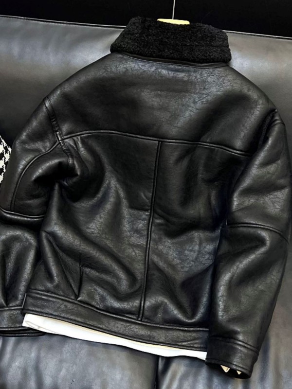 Мужская дубленка из эко-кожи с теплым воротником eco leather jacket  - Изображение 5