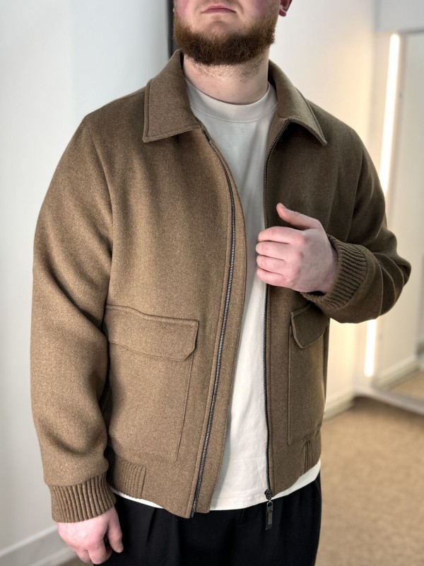 Классический мужской бомбер с воротником premium cashmere