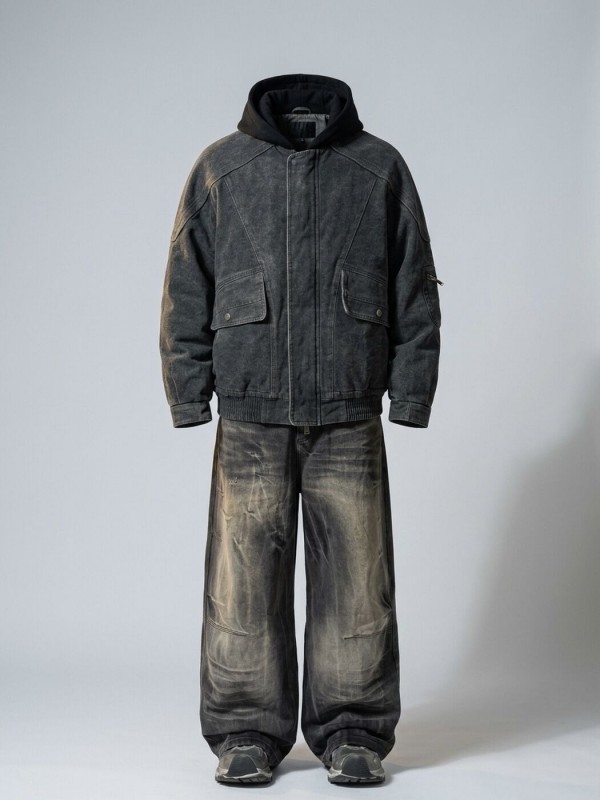 Чоловіча куртка з вінтажним ефектом washed denim  -  Зображення 2