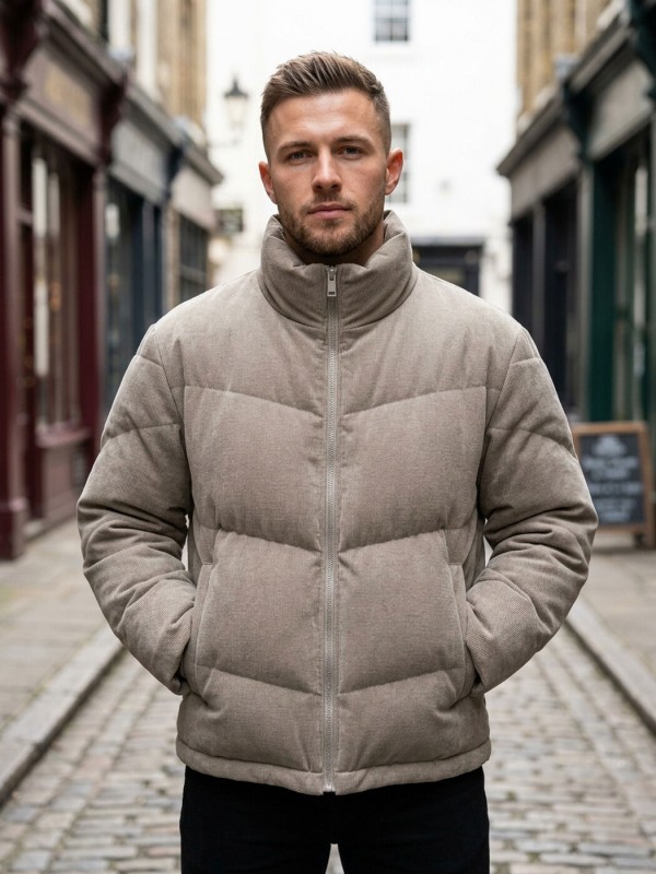 Чоловіча стьобана куртка на блискавці з горизонтальною стібкою insulated jacket