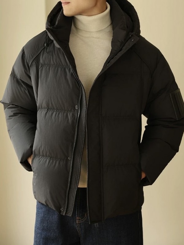 Пуховик однотонный с капюшоном trendy-down  - Изображение 2
