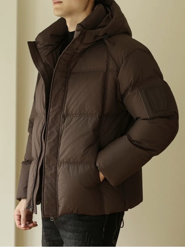 Пуховик однотонный с капюшоном trendy-down  - Изображение 5