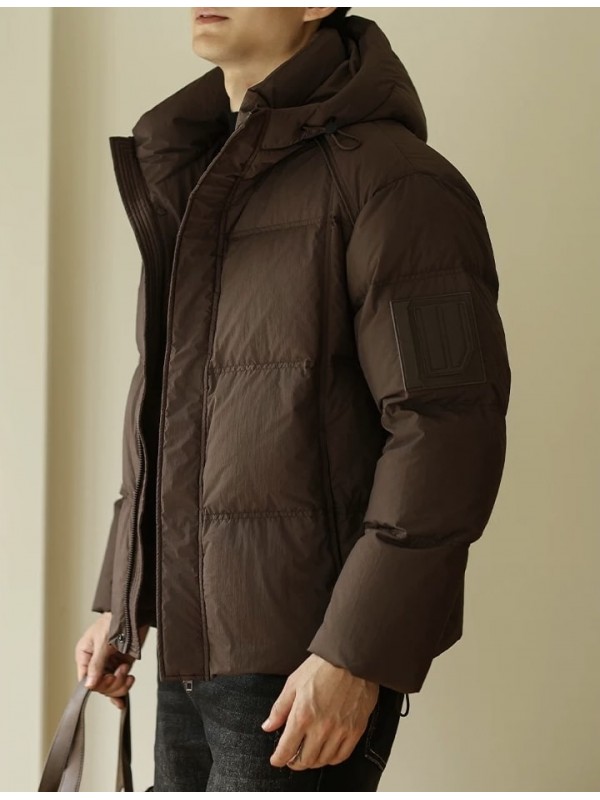 Пуховик однотонный с капюшоном trendy-down  - Изображение 6