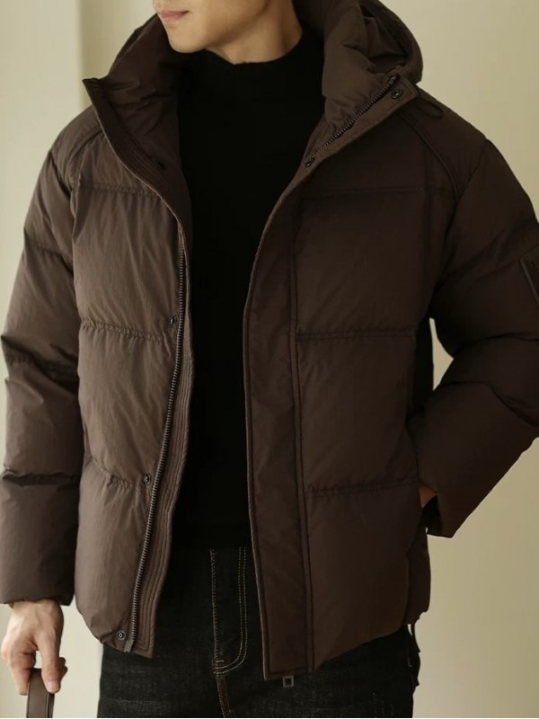 Пуховик однотонный с капюшоном trendy-down  - Изображение 7