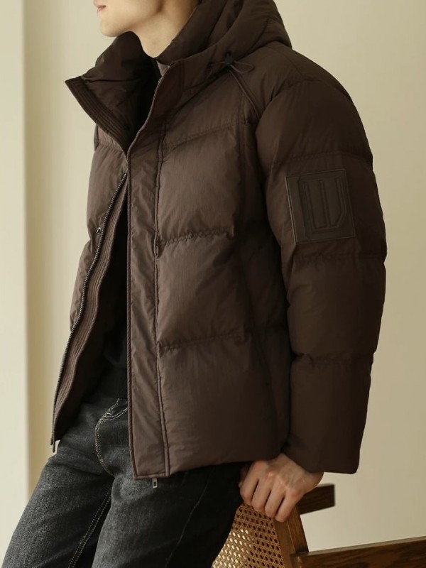 Пуховик однотонный с капюшоном trendy-down  - Изображение 8