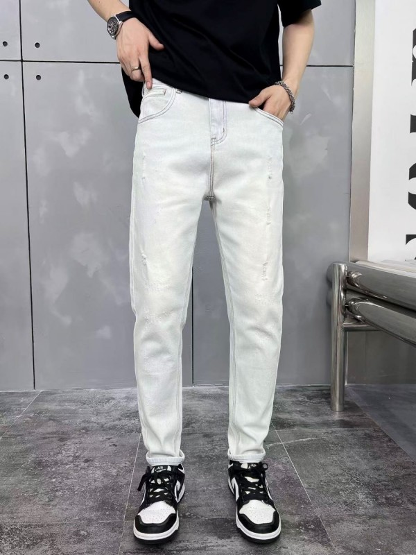 Чоловічі джинси slim з потертостями light blue ripped  -  Зображення 2