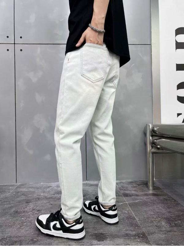 Чоловічі джинси slim з потертостями light blue ripped  -  Зображення 3