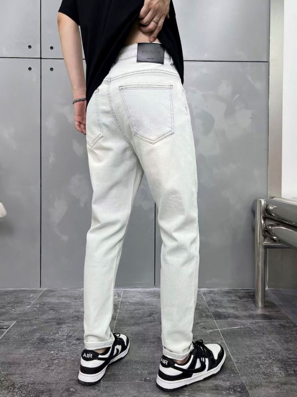 Чоловічі джинси slim з потертостями light blue ripped  -  Зображення 4