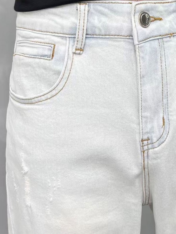 Чоловічі джинси slim з потертостями light blue ripped  -  Зображення 5
