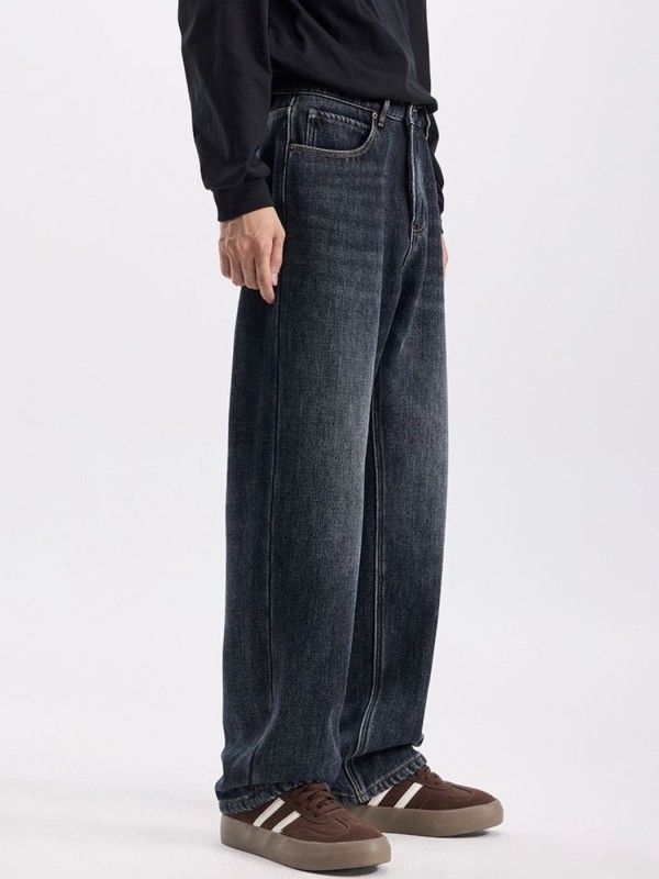 Мужские джинсы прямого кроя утепленые brown fleece jeans  - Изображение 9